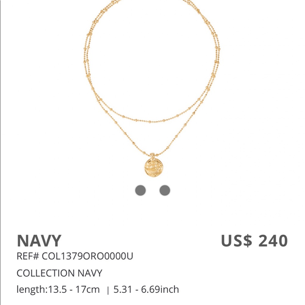 NWT BRAND NEW Uno de 50 Gold Navy Necklace